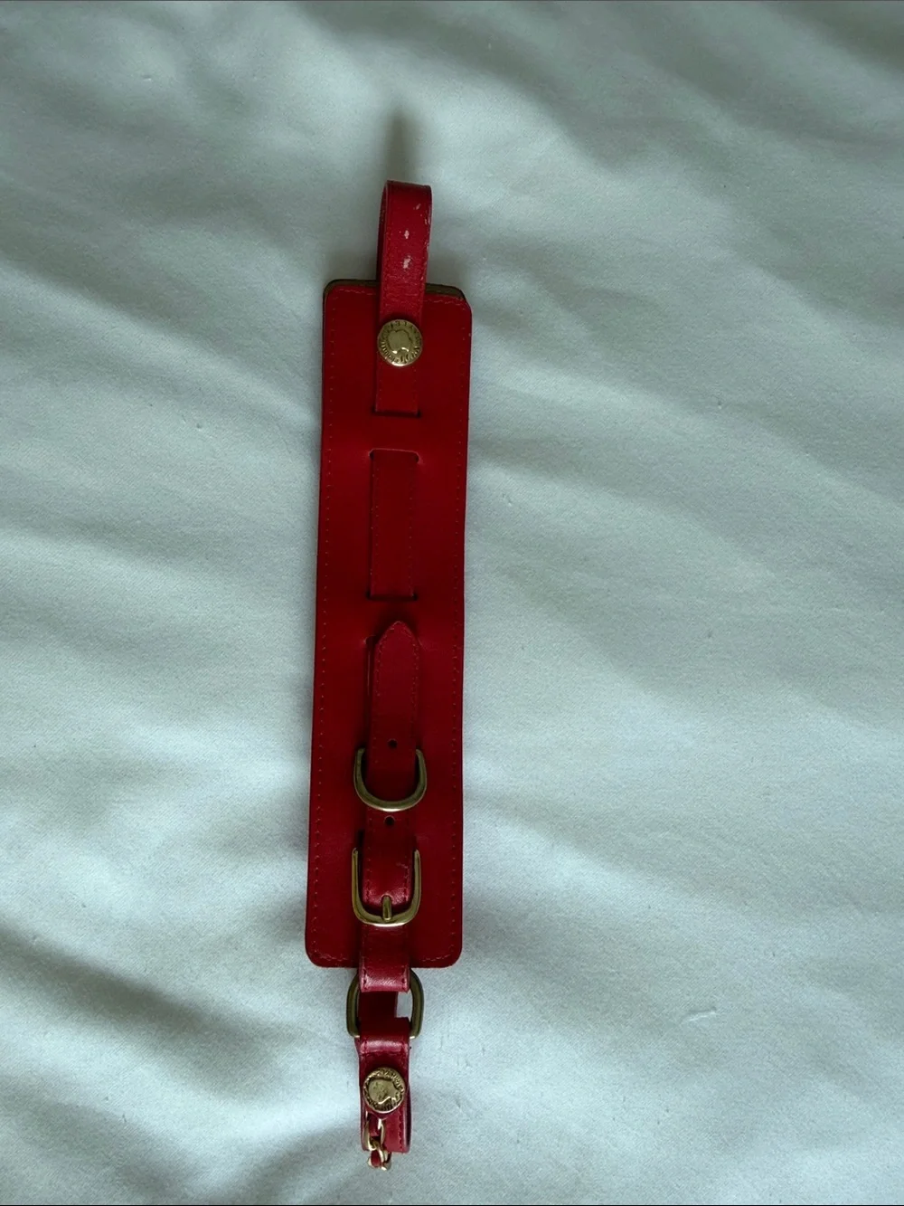 Mayle Red Leather Belt with Brass Hardware